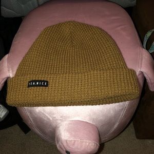 Brown beanie hat